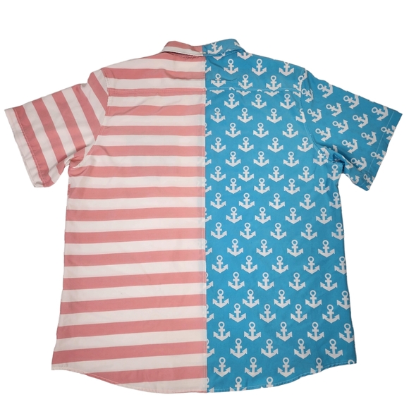 SIMPLY SOUTHERN Mens XXL Anchor and Striped Button Up SS Shirt. - Picture 2 of 8